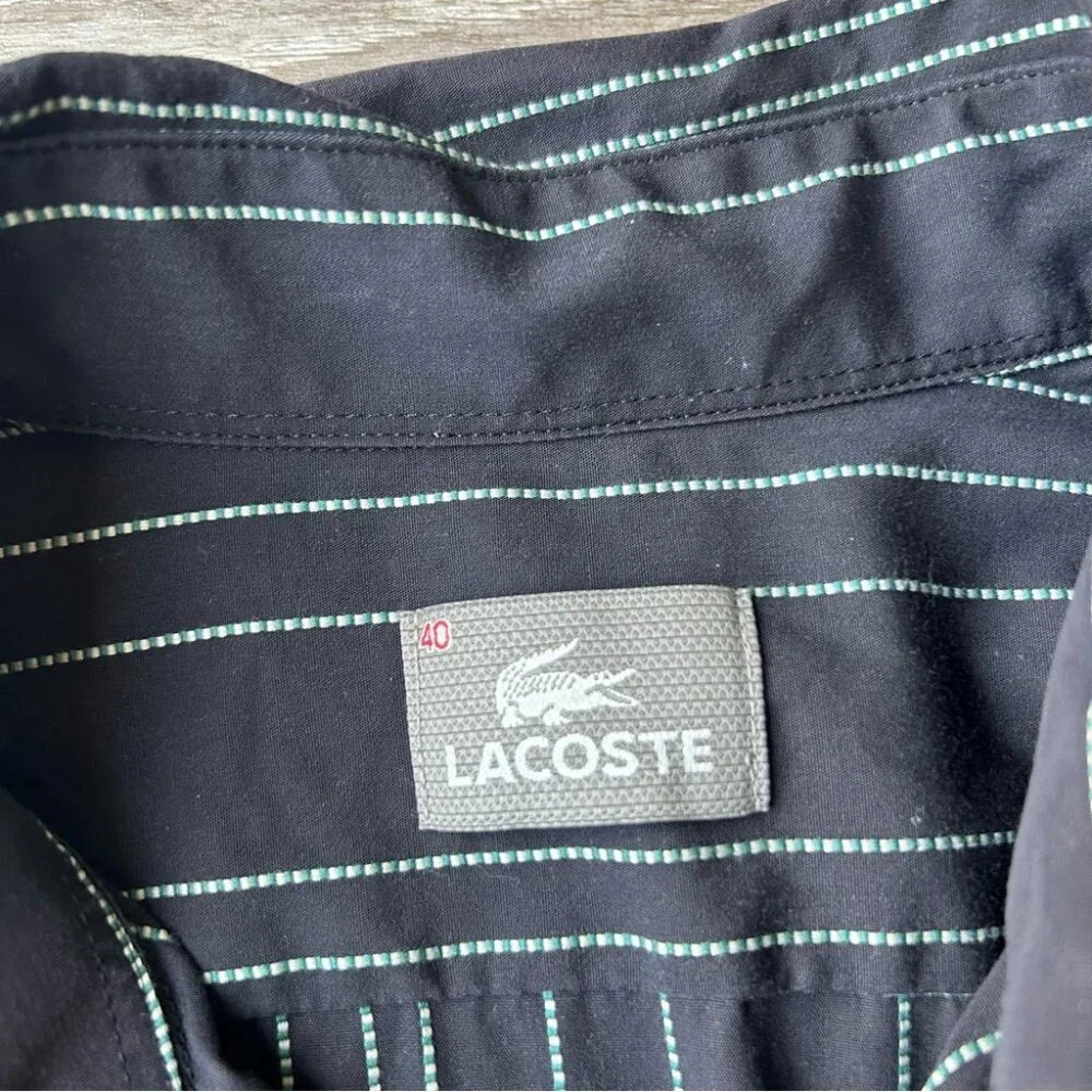 Lacoste Striped Black Button Down Shirt - Picture 6 of 15